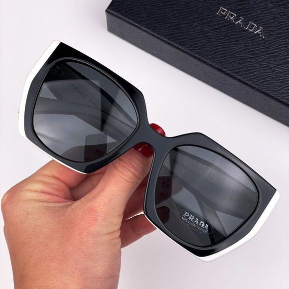 Prada PR15WS 09Q5S0 Sunglasses Black White Gray Cat Eye Women main image 6